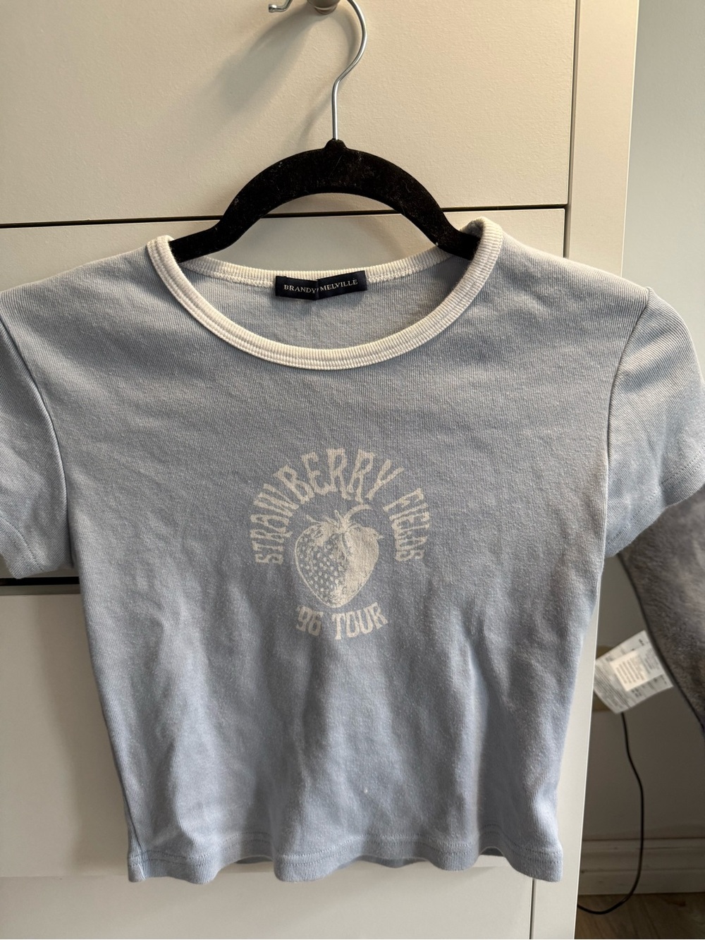 Brandy Melville Light Blue Tee with White Ringer